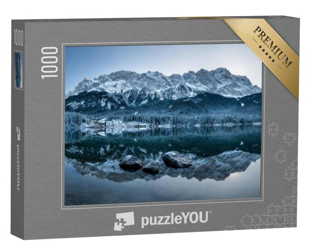 Puzzel 1000 stukjes „Zugspitze weerspiegeling in Eibsee, winter“