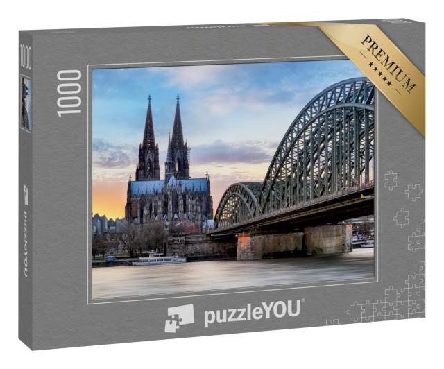 Puzzle 1000 Teile „Kölner Dom und Hohenzollernbrücke am Rhein“