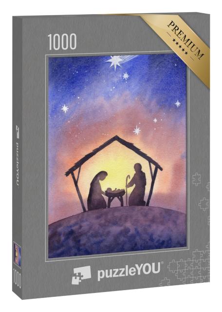 Puzzle 1000 Teile „Aquarell: Der Stall von Bethlehem“