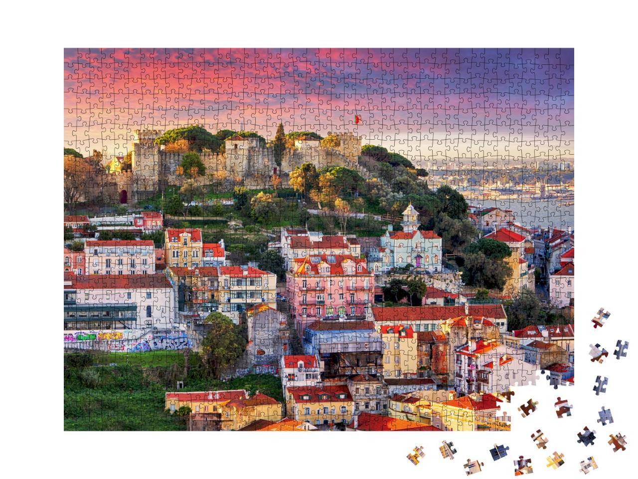Puzzle 1000 Teile „Lissabon, Skyline mit Sao Jorge Castle“