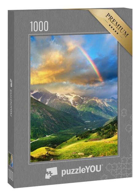 Puzzle 1000 Teile „Regenbogen über den Bergen“