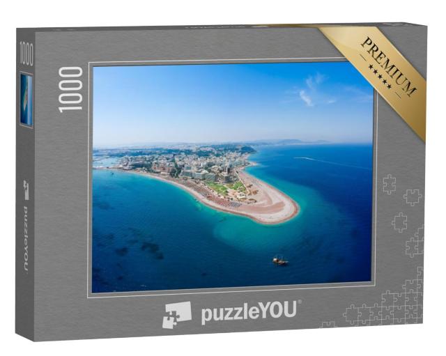 Puzzel 1000 stukjes „Vogelvlucht: Rhodos met lagune van boven, Griekenland“