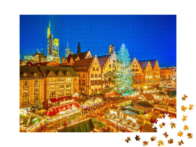 Puzzle 1000 Teile „Traditioneller Weihnachtsmarkt in der Frankfurter Altstadt“