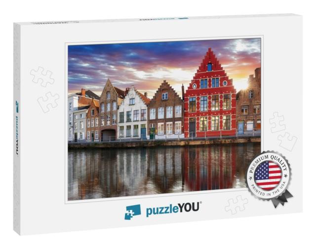 Bruges - Canals of Brugge, Belgium, Evening View... Jigsaw Puzzle