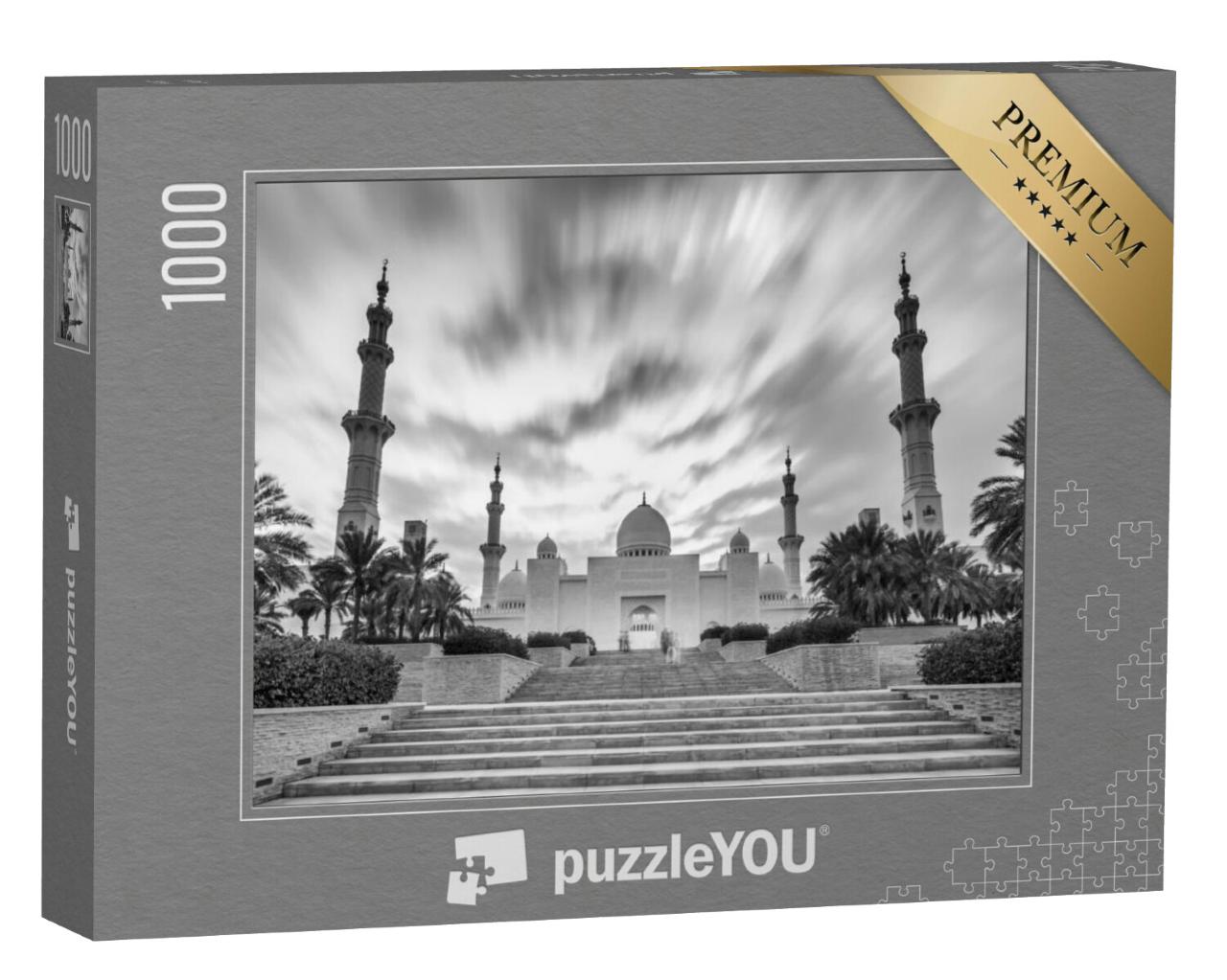 Puzzel 1000 stukjes „Sheikh Zayed Grote Moskee in zwart-wit, Abu Dhabi, Verenigde Arabische Emiraten“