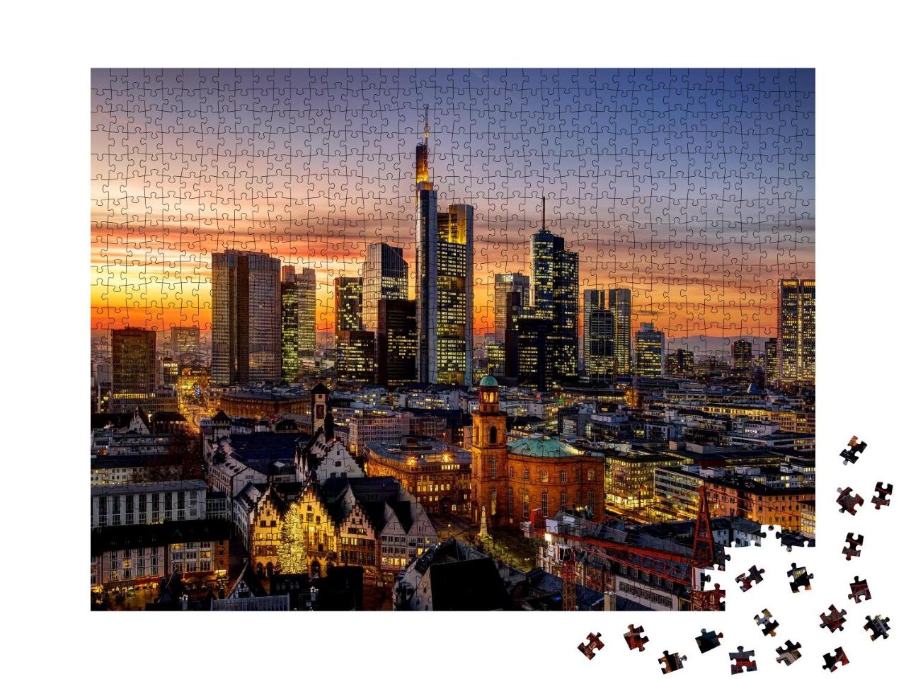Puzzle 1000 Teile „Frankfurt am Main bei Nacht, Deutschland“
