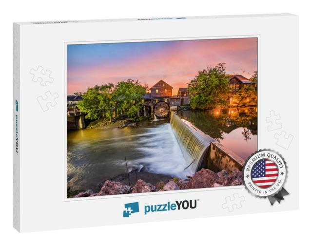 Pigeon Forge Tennessee Tn Old Mill At Sunrise... Jigsaw Puzzle
