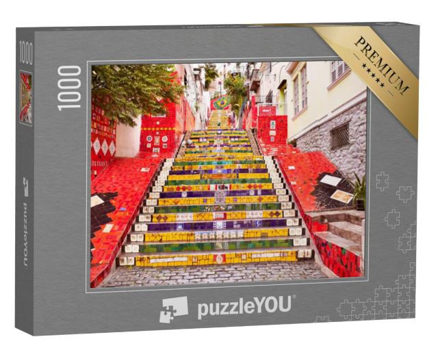 Puzzel 1000 stukjes „Escadaria Selaron beroemde openbare trap in Rio de Janeiro, Brazilië“