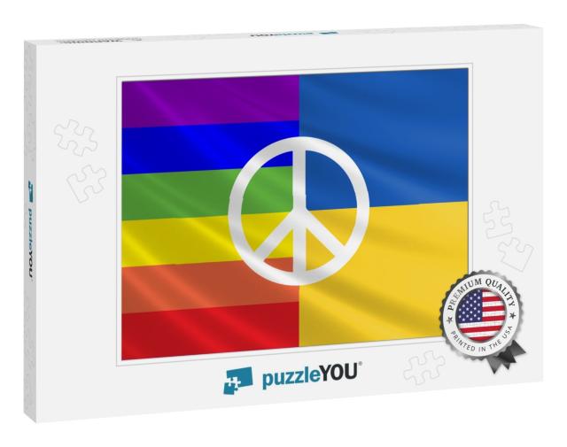 Ukraine & Peace Flag Color Pattern. Colorful Stripe Patte... Jigsaw Puzzle