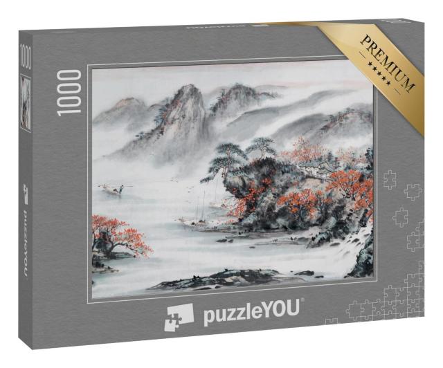 Puzzle 1000 Teile „Traditionelle chinesische Malerei: eine Landschaft“