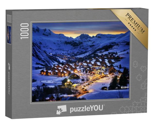 Puzzel 1000 stukjes „Avondlandschap in de Franse Alpen, Saint jean d'Arves, Frankrijk“