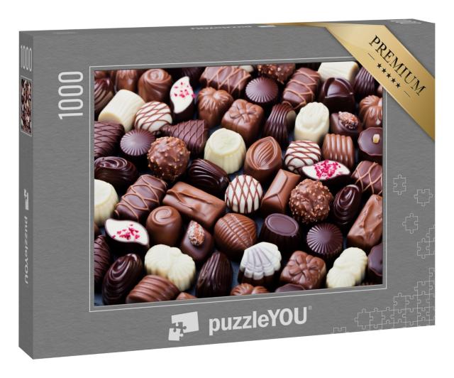 Puzzle 1000 Teile „Eine Auswahl von Schokoladenpralinen, köstlich und hausgemacht“
