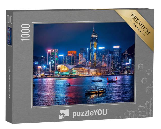 Puzzel 1000 stukjes „Hongkong bij nacht“