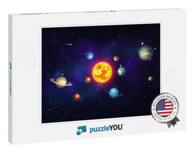 Colorful Solar System with Nine Planets Which Orbit Sun... Jigsaw Puzzle