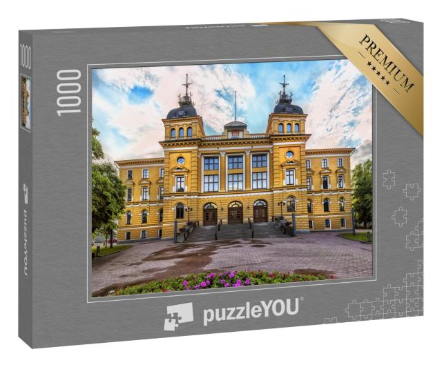 Puzzle 1000 Teile „Pittoreskes Rathaus von Oulu, Finnland“