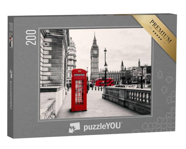 Puzzel 200 stukjes „Rode telefooncel: bezienswaardigheid in Londen, Engeland“