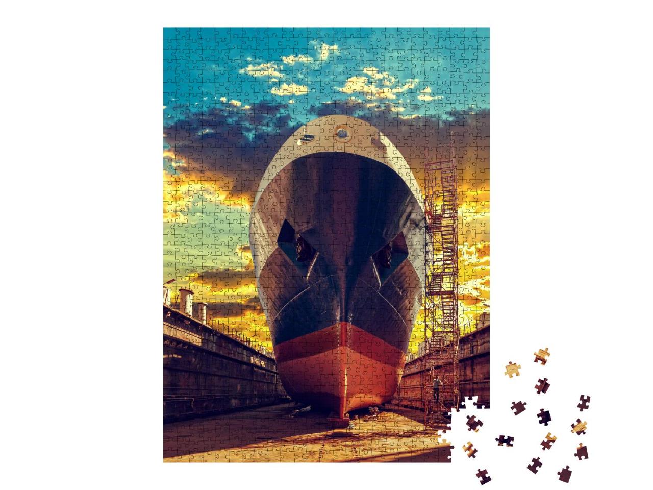 Puzzle 1000 Teile „Schiff im Trockendock einer Werft“