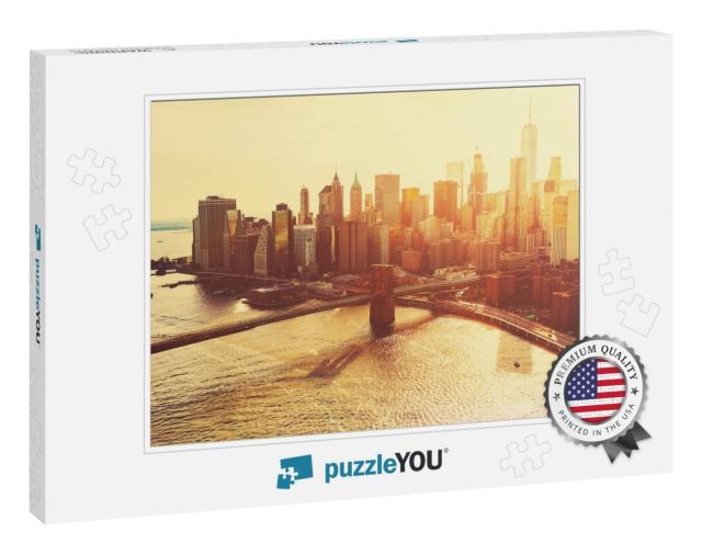 Brooklyn Bridge Over the East River in New York City At S... Jigsaw Puzzle