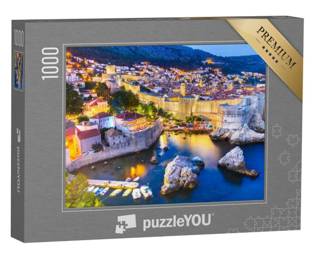 Puzzel 1000 stukjes „Spectaculaire schemering boven Dubrovnik, Kroatië“