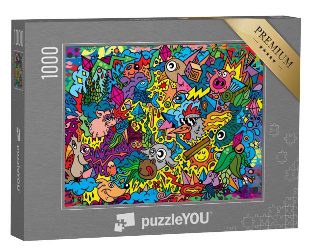 Puzzel 1000 stukjes „Stripillustratie: Grappige dieren“