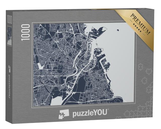 Puzzel 1000 stukjes „Vectorkaart van de stad Kopenhagen, Denemarken“