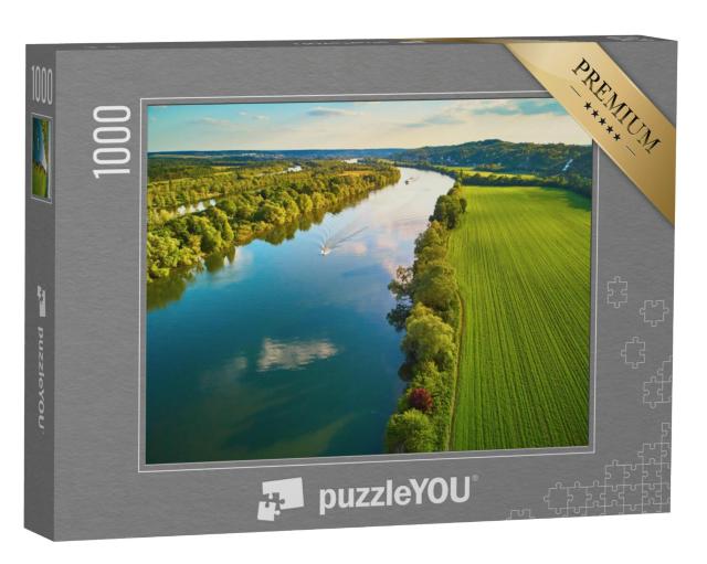 Puzzel 1000 stukjes „De Seine in een groen landschap, Noord-Frankrijk“