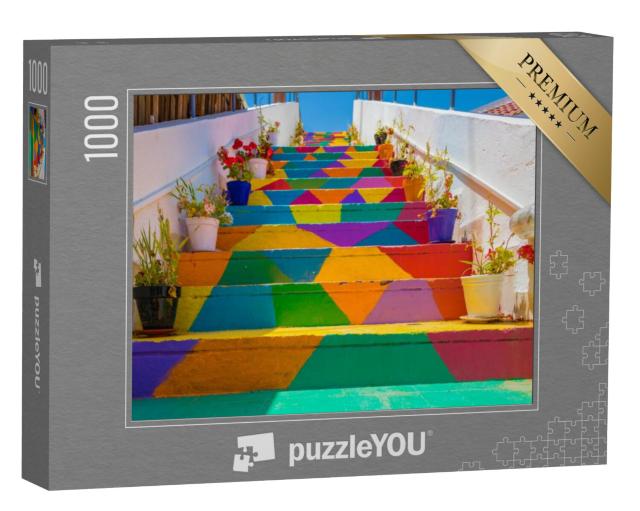 Puzzel 1000 stukjes „Kleurrijke trap in Tunis, Tunesië“