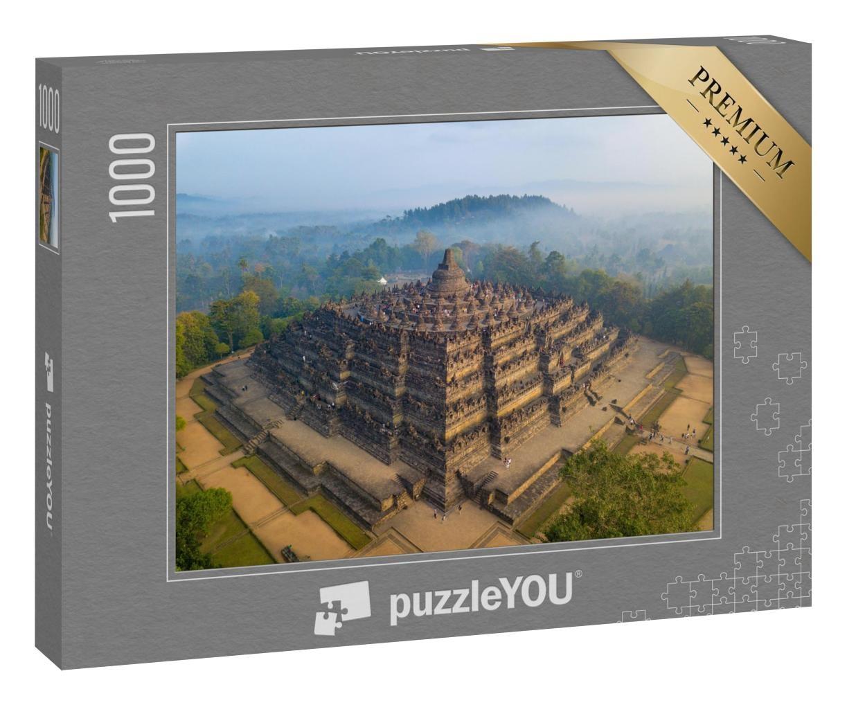 Puzzle 1000 Teile „Größter buddhistischer Tempel der Welt: Luftaufnahme bei Sonnenaufgang“