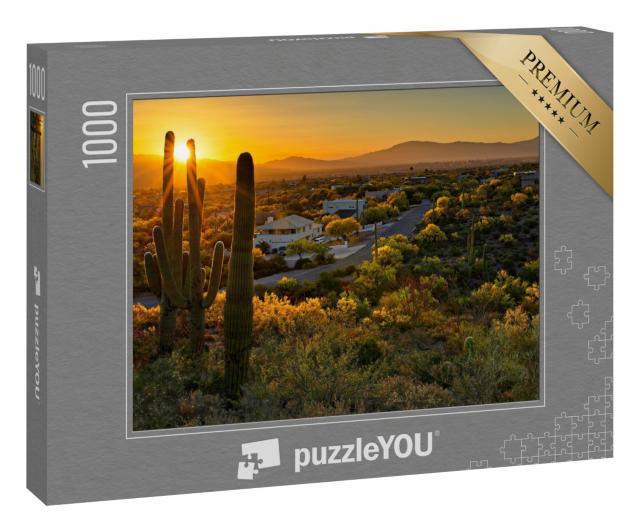 Puzzle 1000 Teile „Häuser zwischen Saguaro-Kakteen in Tucson, Arizona“