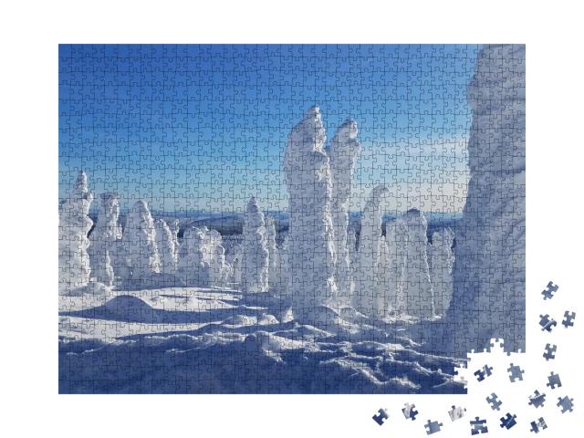 Puzzle 1000 Teile „Ungewöhnliche schneebedeckte Baumwälder in der Polarregion“