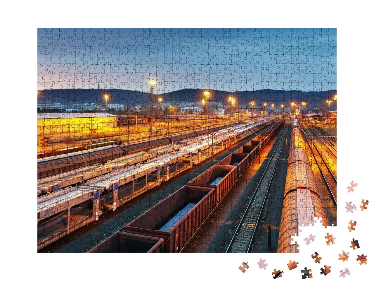 Puzzle 1000 Teile „Schienengüterverkehr, Güterzug“