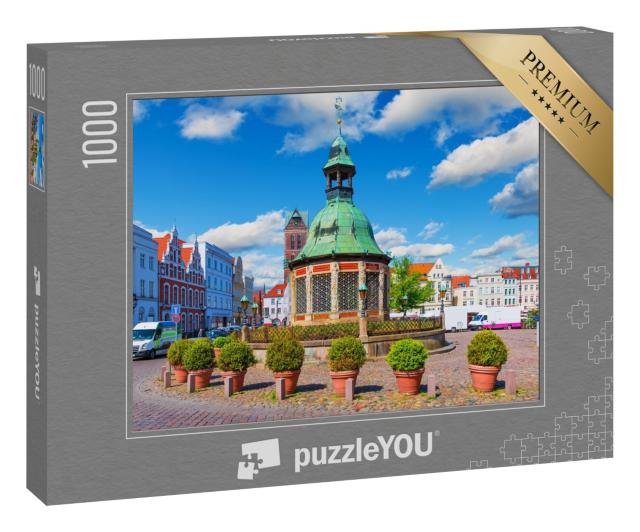 Puzzle 1000 Teile „Marktplatz in der Altstadt von Wismar, Deutschland“