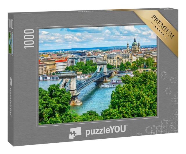 Puzzle 1000 Teile „Kettenbrücke über der Donau in der Stadt Budapest, Ungarn“