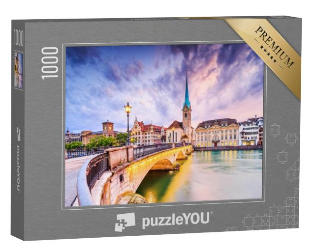 Puzzel 1000 stukjes „Historisch stadscentrum van Zürich aan de Limmat“