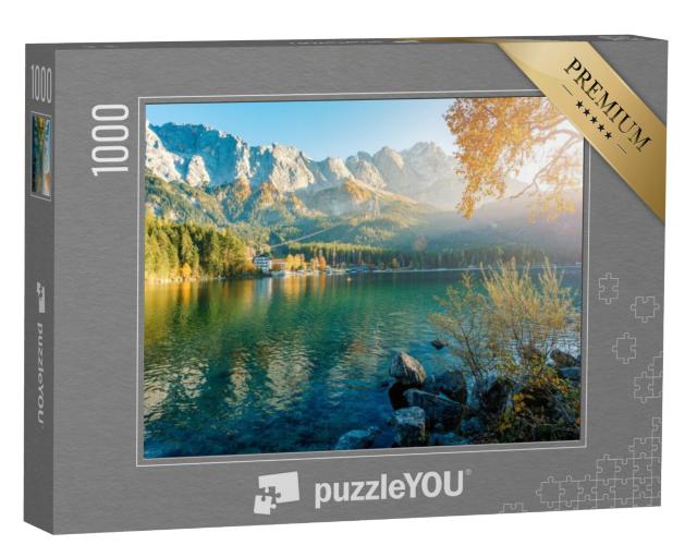 Puzzel 1000 stukjes „Alpenlandschap met Duitse Alpen en Zugspitze aan de Eibsee, Beieren“