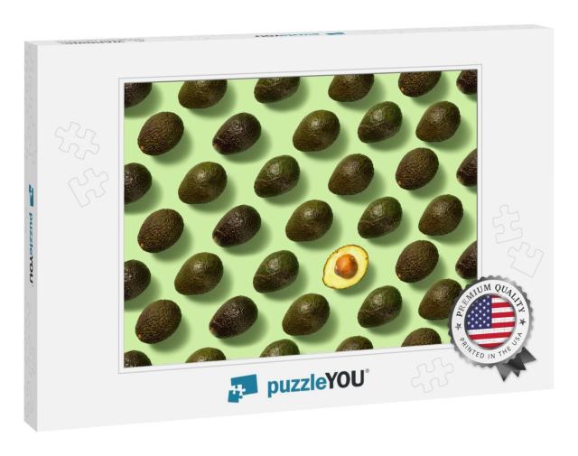 Avocado Hass. Laid Out in a Seamless Pattern. Top View. N... Jigsaw Puzzle