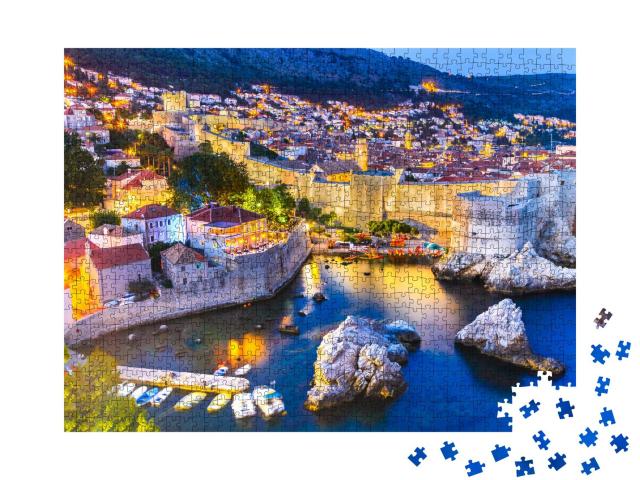 Puzzle 1000 Teile „Spektakuläre Dämmerung über Dubrovnik, Kroatien“