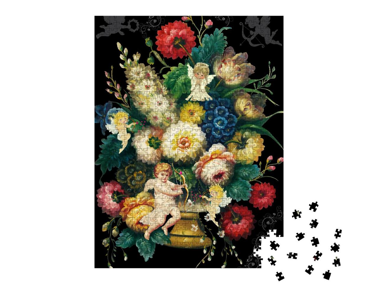 Puzzle 1000 Teile „Paradiesischer Garten: Blumen und Vögel, Renaissance“