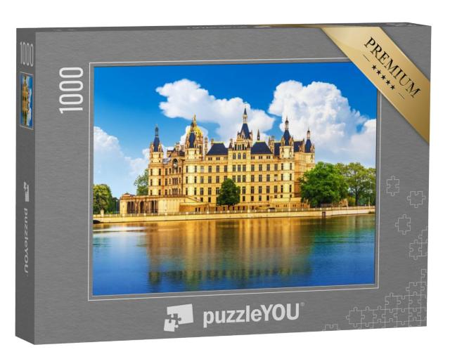 Puzzel 1000 stukjes „Uitzicht op het oude kasteel in Schwerin, Mecklenburg-Vorpommern“