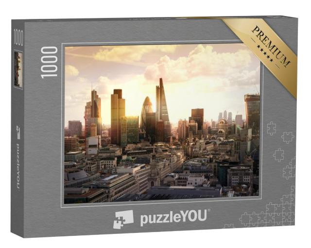 Puzzel 1000 stukjes „Avondlijke skyline van het bankdistrict, Londen, Verenigd Koninkrijk“