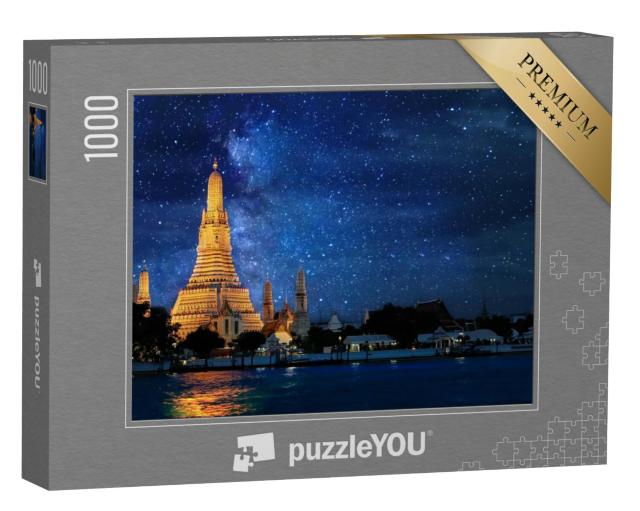 Puzzel 1000 stukjes „Wat Arun: Tempel in Bangkok met Melkweg bij nacht, Thailand“