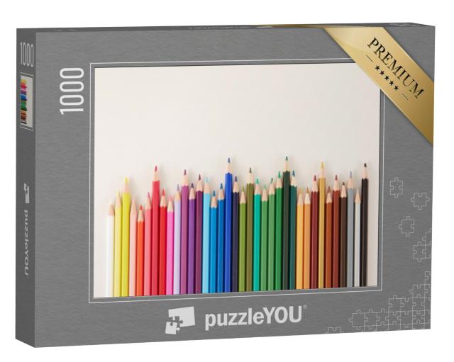 Puzzel 1000 stukjes „Kleurpotloden op een witte achtergrond“