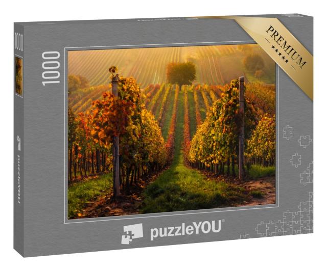 Puzzle 1000 Teile „Herbst in den mährischen Weinbergen bei Velke Bilovice in der Tschechischen Republik“