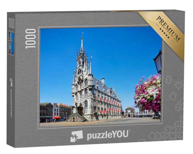 Puzzel 1000 stukjes „Het stadhuis op het marktplein in Gouda, provincie Zuid-Holland“