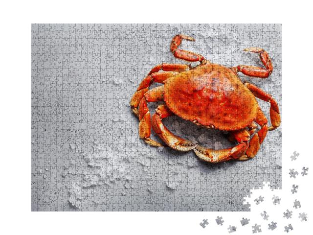 Puzzle 1000 Teile „Gekochte Dungeness-Krabbe auf Eis“