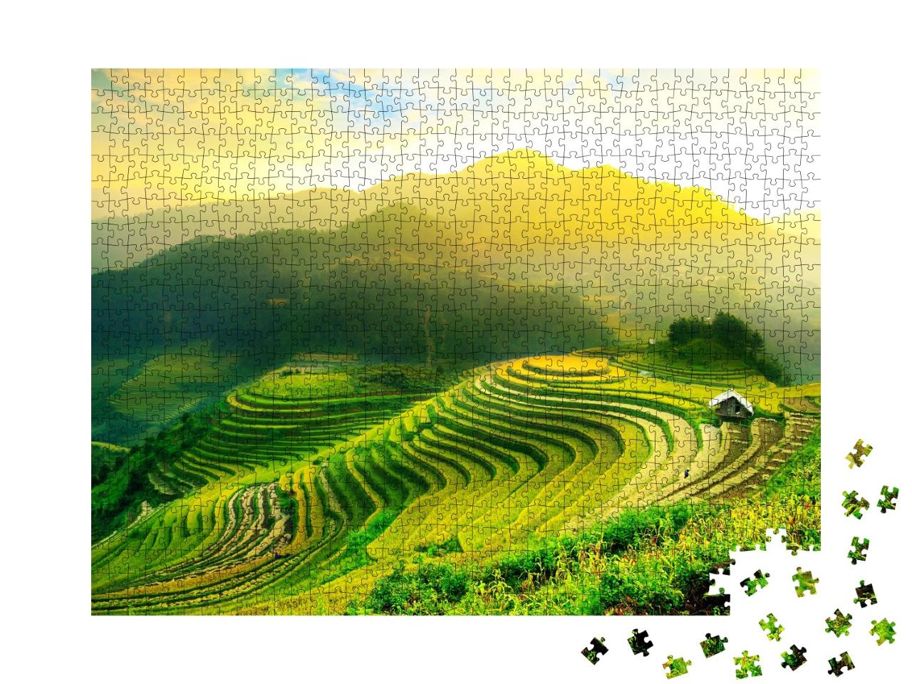 Puzzle 1000 Teile „Reisfelder auf den Terrassen von Mu Cang Chai, Vietnam“