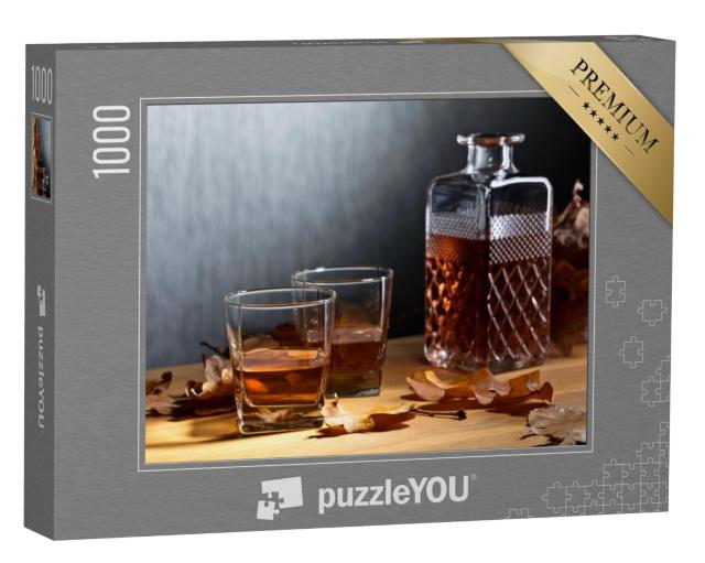 Puzzel 1000 stukjes „Whisky en gedroogde eikenbladeren“