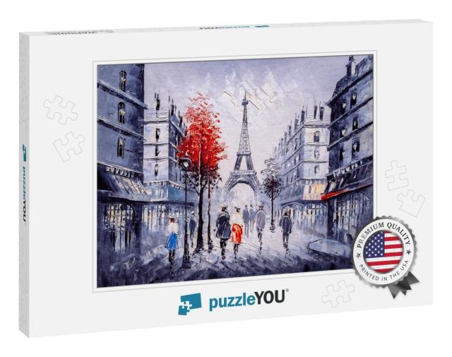 Oil Painting - Street View of Paris... Jigsaw Puzzle