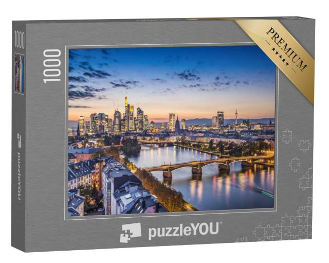 Puzzel 1000 stukjes „Avondsfeer boven Frankfurt am Main, Duitsland“