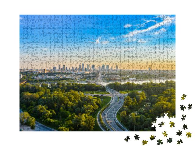 Puzzle 1000 Teile „Skyline von Warschau, Polen“